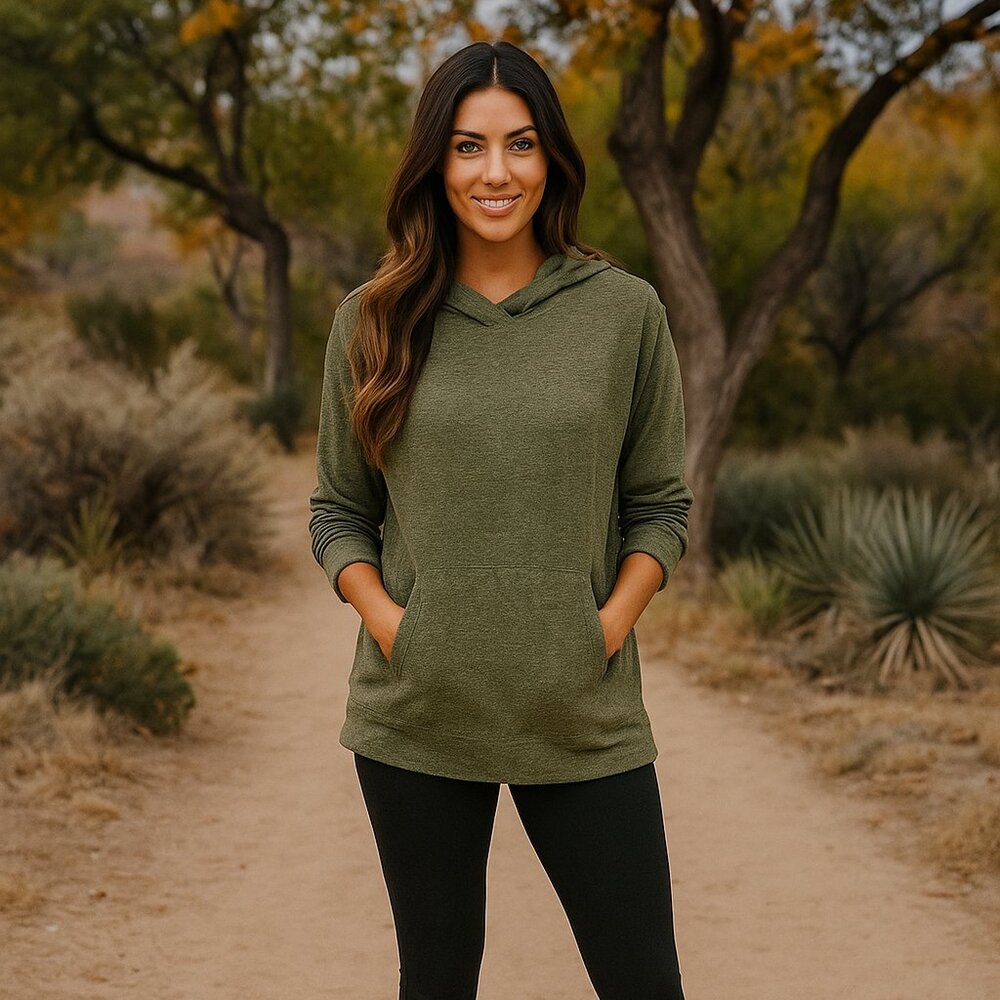 Outdoor Voices Henley Olive Biker Athletic Stretch Preppy Boho Hoodie Women XXL*